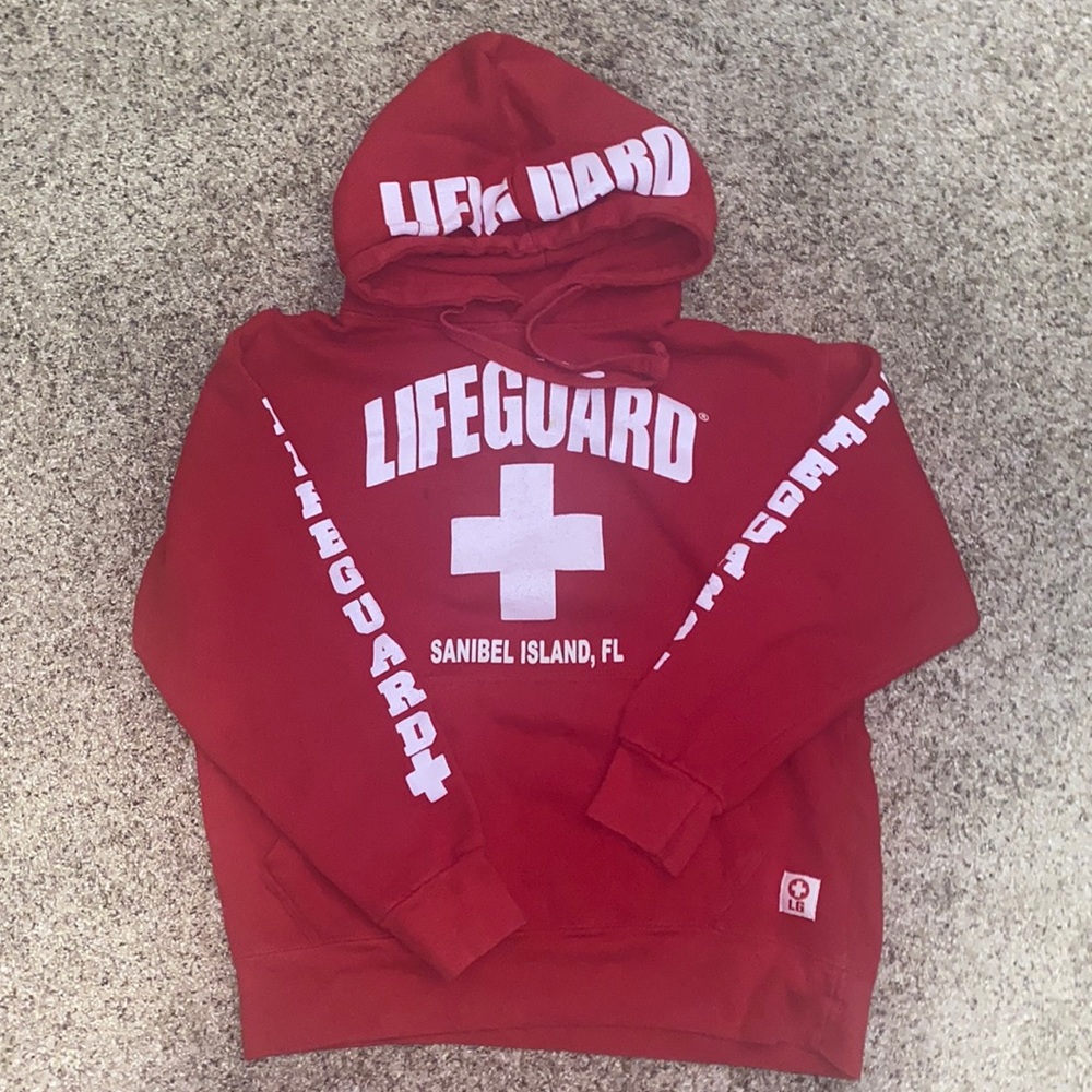 Red Sanibel Island, Florida Lifeguard Hoodie